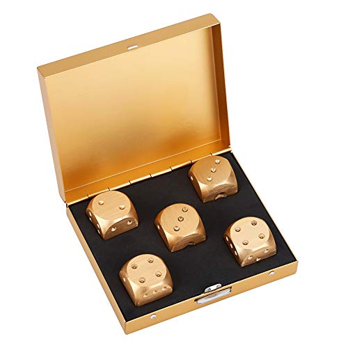 Uadme 5-Teiliges Polyedrisches Würfel-Set aus Aluminiumlegierung, Spiel-Würfel-Set, Tischspiel-Poker-Spiel-Würfel-Set mit Aufbewahrungsbox für Tischspiele Poker Monopol(Gold-Quadrat) von Uadme