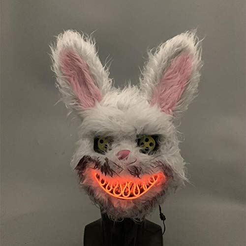 Uadme Halloween Cosplay Leuchtende Hasenmaske, gruselige Kostüm-Requisite für Festivals und Partys, ideal für Halloween-Cosplay, einzigartiges Design, lustig und festlich von Uadme