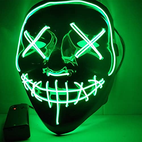 Uadme Halloween Gruselmaske, Halloween LED Licht Maske Halloween Kostüm Zubehör für Festival Maskerade (grün) von Uadme