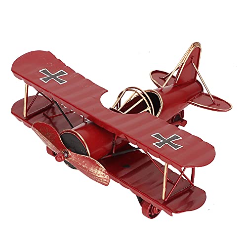 Uadme Vintage Flugzeug Modell Eisenmodell Metall Flugzeug-Dekoration Doppeldecker Flugzeug Miniatur Dekoration Sammlung Büro Ornament(ROT) von Uadme