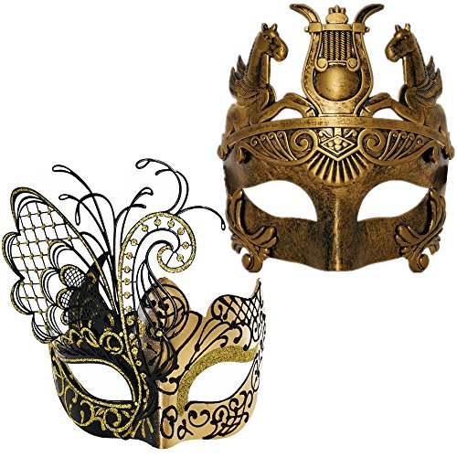 Gold Schmetterling Frauen Maske & Griechische Krieger Männer Maske Venezianische Maskerade Paar Masken, Für Karneval/Party/Ball Prom von Ubauta