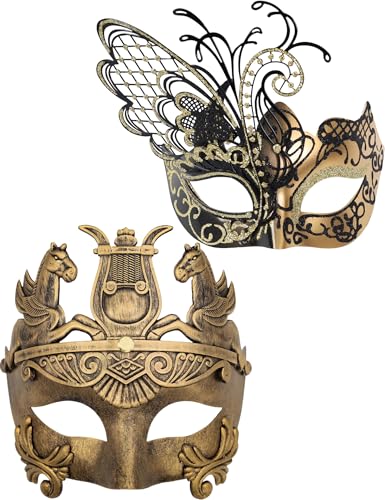 Gold Schmetterling Frauen Maske & Griechische Krieger Männer Maske Venezianische Maskerade Paar Masken, Für Karneval/Party/Ball Prom Gold Schmetterling Frauen Maske & Griechische Krieger Männer Maske Venezianische Maskerade Paar Masken, Für Karneval/Party/Ball Prom von Ubauta