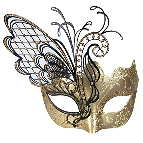 Gold Schmetterling Strass Metall Venezianische Frauen Maske für Maskerade/Mardi Gras Party/Sexy Kostümball/Hochzeit von Ubauta