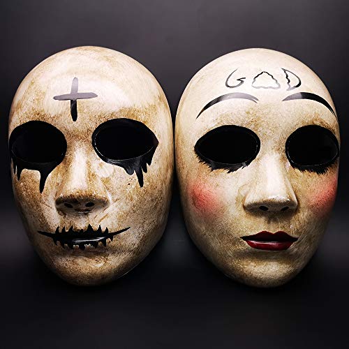 Horror Killer Purge Paar Masken, The Purge Anarchy Movie, Halloween Maskerade Kostümparty, passend für die meisten Erwachsenen (Kreuz & Gott Masken) von CCUFO