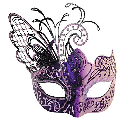 Maskerade-Maske für Frauen Venezianische Maske/Halloween/Party/Ball Prom/Karneval/Hochzeit/Wanddekoration (Rosa/Lila Schmetterling) von Ubauta