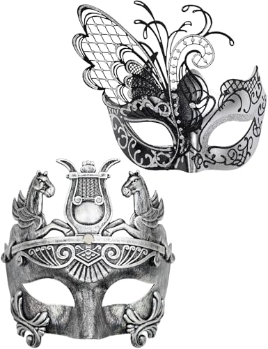 Ubauta Silberne Schmetterlings-Frauen-Maske & griechische Krieger-Männer-Maske venezianische Maskerade-Paar-Masken, für Fasching/Party/Ball Prom Ubauta Silberne Schmetterlings-Frauen-Maske & griechische Krieger-Männer-Maske venezianische Maskerade-Paar-Masken, für Fasching/Party/Ball Prom von Ubauta