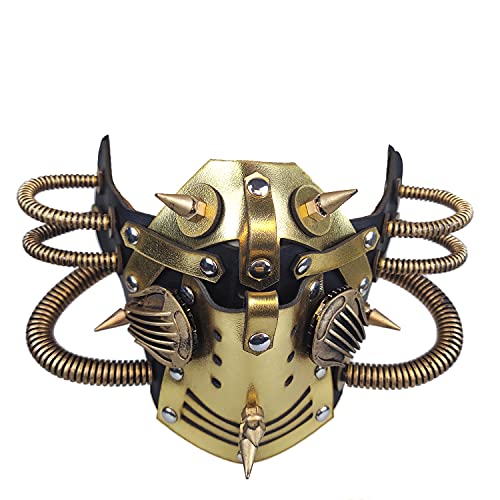 Ubauta Steampunk Ledermaske Cosplay Maske Punk Rivet Maskerade Maske-Gold von Ubauta