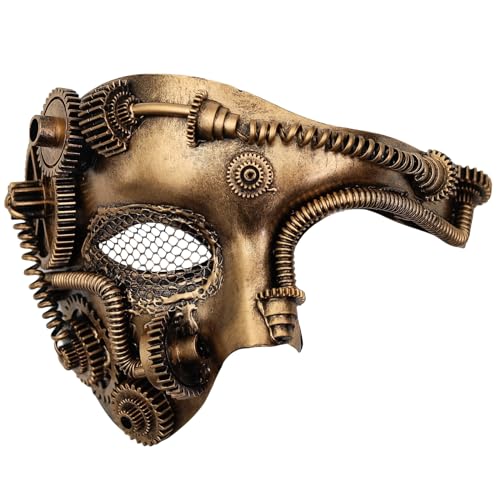 Ubauta Steampunk Metal Cyborg Mesh Venezianische Maske,Gold Maskerade Maske für Halloween Kostümparty/Phantom der Oper/Karneval Ball Ubauta Steampunk Metal Cyborg Mesh Venezianische Maske,Gold Maskerade Maske für Halloween Kostümparty/Phantom der Oper/Karneval Ball von Ubauta