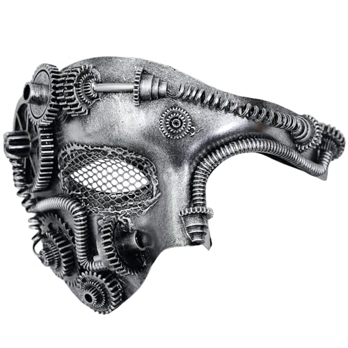 Ubauta Steampunk Metal Cyborg Mesh Venezianische Maske,Silber Maskerade Maske für Halloween Kostümparty/Phantom der Oper/Mardi Gras Ball Ubauta Steampunk Metal Cyborg Mesh Venezianische Maske,Silber Maskerade Maske für Halloween Kostümparty/Phantom der Oper/Mardi Gras Ball von Ubauta