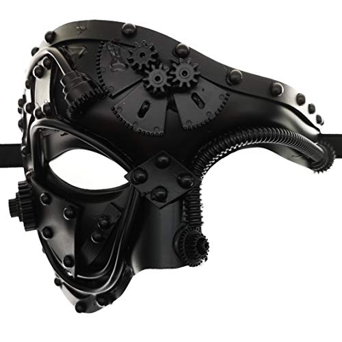 Ubauta Steampunk Metal Cyborg Venezianische Maske,schwarze Maskerade Maske für Halloween Kostümparty/Phantom der Oper/Karneval Ball Ubauta Steampunk Metal Cyborg Venezianische Maske,schwarze Maskerade Maske für Halloween Kostümparty/Phantom der Oper/Karneval Ball von Ubauta