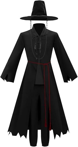 Ubaywey Anime Kostüm Cosplay Hunters Schwarz Voll Set Hüte Krähe Requisiten Halloween Outfits Herren (Schwarz(Männer), S) von Ubaywey