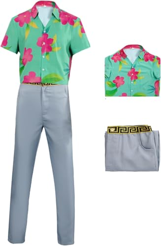 Ubaywey Demon Hunters Cosplay Abby Saja Jungen Kostüm Hawaiianisches Hemd Hosen Abs Outfits für Herren Halloween Set (Grün, M) von Ubaywey