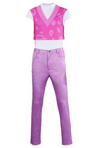 Ubaywey Demon Hunters Saja Jungen Mystery Cosplay Kostüm Hemd Hosen Anzug Erwachsene Männer Halloween Cosplay Outfits (Rosa, XXL) von Ubaywey