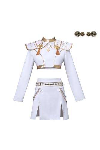 Ubaywey Hunter Top Rock Zubehör Set Halloween Karneval Party Anzug Cosplay Outfits Damen (Weiß, XL) von Ubaywey