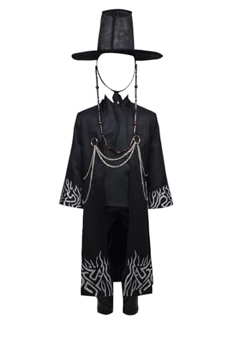 Ubaywey Jinu Kostüm Saja Jungen Cosplay Hunters Schwarz Voll Set Hüte Krähe Requisiten Halloween Outfits Herren (Schwarz+Silber, M) von Ubaywey