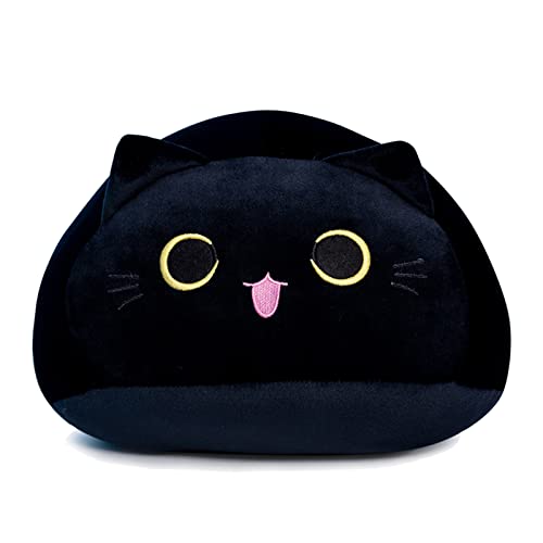 Ubaywey Schwarze Katze Plüsch Fette Schwarze Katze Plüschkissen Anime Katze Kuscheltier Plüschtier Spielzeug Entzückendes Umarmungs-Schlafkissen für Kleinkinder Kinder Freunde 30 cm von Ubaywey