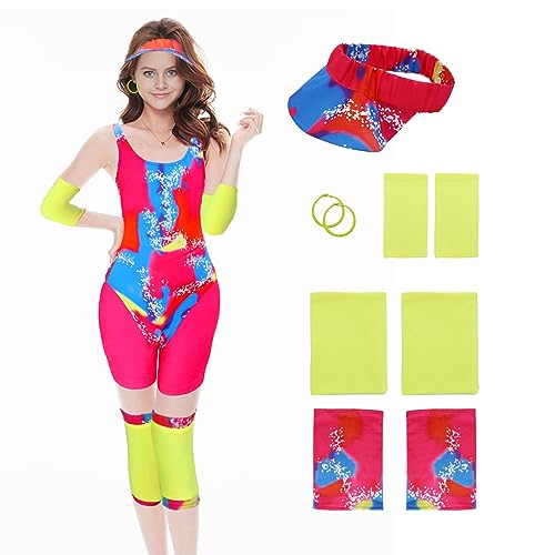 Ubaywey Mann Frauen 80er Jahre Kleidung Hippie Disco Hawaiian Beach Party Kostüm Halloween Retro Kleidung Karneval Cosplay (COLORFUL, S) von Ubaywey