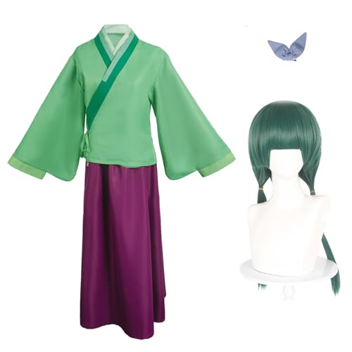 Ubaywey Maomao Grüner Mantel Bluse Rock Kopfbekleidung Cosplay Perücke Fullsets Anime Halloween Outfits Damen (Grün, M) von Ubaywey