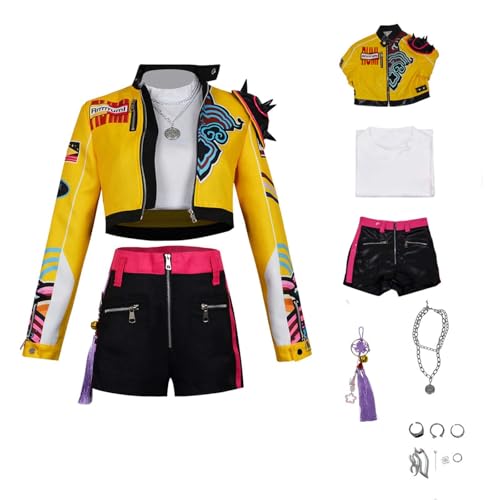 Ubaywey Rumi Cosplay Hunter Kostüm Jacke Requisiten Outfits Halloween Karneval Set Damen (Gelb, S) von Ubaywey
