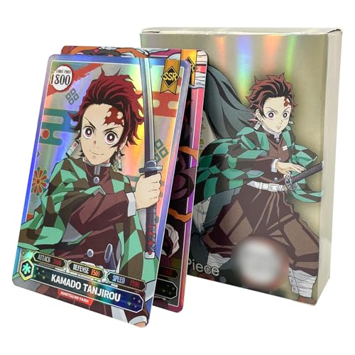 Demon Slayer Karten, Demon Slayer Card, 50Pcs Sammelkarten Karten Kartenspiel Solitaire Card Box, Ubephant Cartoon Trading Cards Demon Slayer Geburtstags Geschenke für Fans Anime Enthusiasten von Ubephant