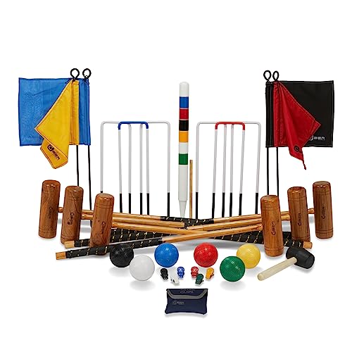 Übergames ECO Hartholz Extrem hochwertiges Pro Croquet / Krocket Set für Fortgeschrittene - für 6 Pers. mit Rollwagen / Trolley Übergames ECO Hartholz Extrem hochwertiges Pro Croquet / Krocket Set für Fortgeschrittene - für 6 Pers. mit Rollwagen / Trolley von Uber Games