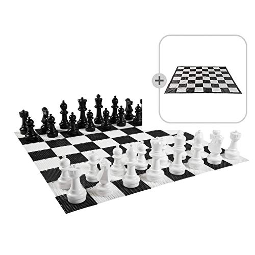 Ubergames XXXL Gartenschach Spiele - Giga Schachfiguren bis 30 cm Groß - Wasserdicht und UV-beständig (Schachfiguren+Matte) von Ubergames