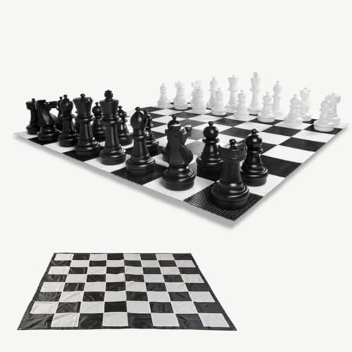 Ubergames XXXL Gartenschach Spiele - Giga Schachfiguren bis 64 cm Groß - Wasserdicht und UV-beständig (Schachfiguren + Matte) - 240x240 cm - Komplett Detaillierte Figuren von Ubergames