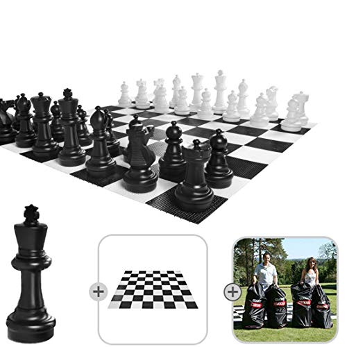 Ubergames Gartenschach - Schachfiguren + Matte und Tasche, Wasserdicht und UV-beständig, 32 Stück, 2-12+ Jahre, Strategie-Brettspiel von Ubergames