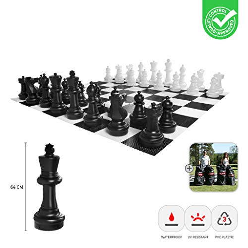 Ubergames XXXL Gartenschach Spiele - Giga Schachfiguren bis 64 cm Groß - Wasserdicht und UV-beständig (Schachfiguren + Tasche) von Ubergames