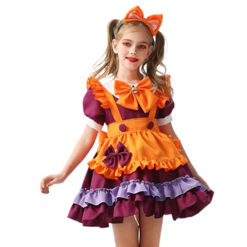 Ubxvamm Halloween-Kürbis-Kleid für Kinder, Kostümzubehör-Set für Mädchen mit einer Körpergröße von 110–150 cm von Ubxvamm