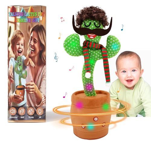 Ucikik Tanzendes sprechendes Kaktus-Spielzeug für Babys, singender Kaktus mit 120 Liedern + Tanzen + Aufnahme + LED, Nachahmung von Kaktus, Geschenk für 0–6 6–12 Monate Babys (Style8) von Ucikik