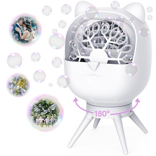 UckPure Wiederaufladbare Seifenblasenmaschine für Kinder, 38000+ Blasen pro Minute, Drehbarer Bubble Blower mit 2 Geschwindigkeitsmodi, Automatische Bubble Maker Maschine für Partys, Geburtstag, von UckPure