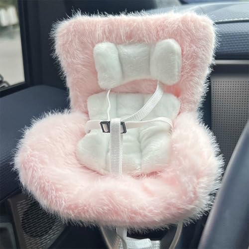 17 cm niedliches Plüsch-Auto-Sicherheitssitz-Set, Lüftungsschlitz-Clip, Desktop-Ständer und Aromatherapie-Anhänger, weiche pelzige Dekoration für Blind Box Puppenfans und Puppensammler von Uclac