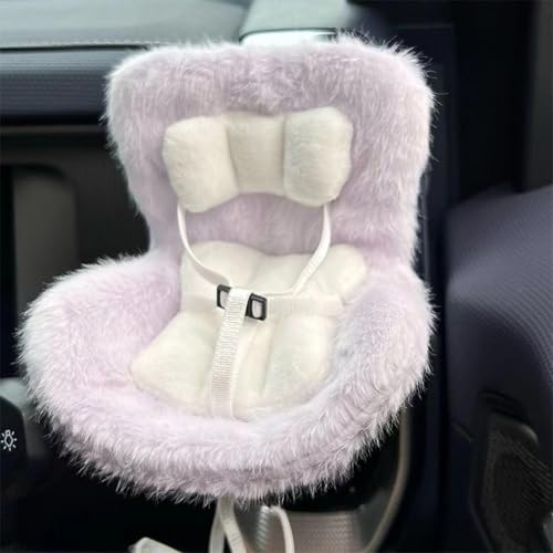 17 cm niedliches Plüsch-Auto-Sicherheitssitz-Set, Lüftungsschlitz-Clip, Desktop-Ständer und Aromatherapie-Anhänger, weiche pelzige Dekoration für Blind Box Puppenfans und Puppensammler von Uclac