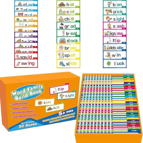 30 Lese- und Reim-Flip-Bücher, Wortfamilien, Buchstabengeräusche, Lernkarten, ABC-Vokabeln, pädagogisches Lesen, Aktivitätsbuch, Spiele 30 Lese- und Reim-Flip-Bücher, Wortfamilien, Buchstabengeräusche, Lernkarten, ABC-Vokabeln, pädagogisches Lesen, Aktivitätsbuch, Spiele von Uclac