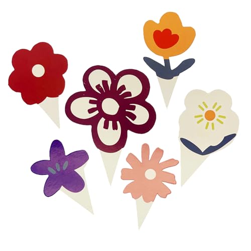 6 Stück kreative Cartoon-Blumen-Plugins, farbige Geburtstage, Feiertage, Partys, Kuchendekorationen von Uclac
