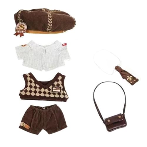 Dress Up Your 20cm Doll with Complete Mailman Suit, Includes Plush Hat, Shirt, Vest, Pants, Tie and Backpack von Uclac