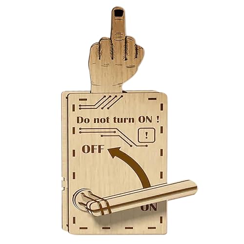 Lustiger Mittelfinger-Schalter, Spielzeug, hölzerner umklappbarer Mittelfingerschalter, für Erwachsene, Streich, Überraschung, Federschalter, Geschenk, Humor, Stimmungsausdruck, Geschenk für Männer von Uclac