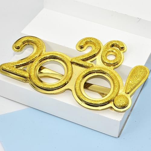 Uclac 2026 Nummer-Brillen Happy New Year Brille Diamant Glitzer Sonnenbrille Cosplay Prop Xmas Party Dekoration Lustige Brille von Uclac