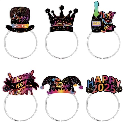 Uclac 6 Stück Neujahrs-Stirnbänder, Dekoration, Silvester-Party-Kopfbedeckung, Neujahrsparty-Geschenke, Haarbekleidung für Fotoautomaten-Requisiten Uclac 6 Stück Neujahrs-Stirnbänder, Dekoration, Silvester-Party-Kopfbedeckung, Neujahrsparty-Geschenke, Haarbekleidung für Fotoautomaten-Requisiten von Uclac