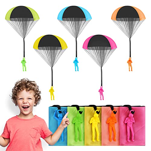 Ucradle Fallschirm Spielzeug Kinder, Fallschirmspringer Spielzeug Fallschirm Outdoor Spielzeug für Kinder, Mitgebsel Kindergeburtstag Gastgeschenke(5PCS) von Ucradle