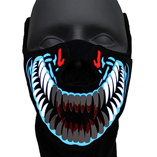 Ucult Horror Maske LED-Maske leuchtende Dämon Schlangen Maske LED Musik gesteuert Festivals Karneval Faschingsverkleidung Raves und Konzerte von Ucult