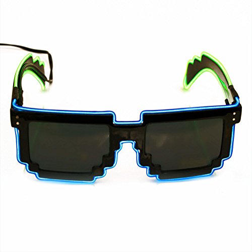 Ucult Leuchtende led Pixel-Brille, soundsensitive EL-Brille Pixelbrille Partybrille Gamer Console Spieler LED Brille von Ucult