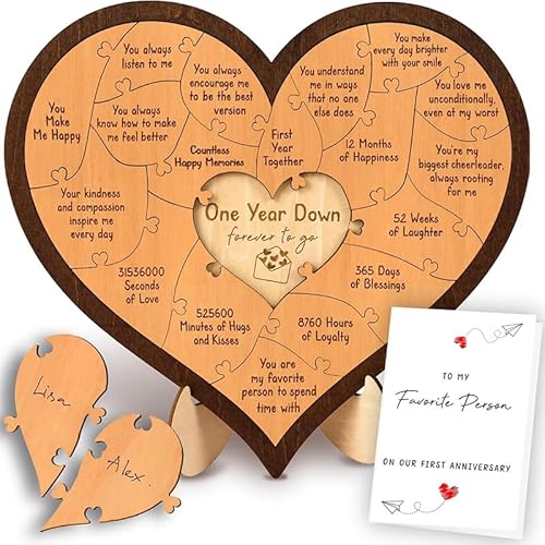 1 Jahr Holzpuzzle Valentinstag Desktop Ornament geeignet für Paare und Liebhaber Unvergessliches Geschenk für Ihre Verlobte, Ehefrau, Ehemann, Freund und Freundin 1 Jahr Holzpuzzle Valentinstag Desktop Ornament geeignet für Paare und Liebhaber Unvergessliches Geschenk für Ihre Verlobte, Ehefrau, Ehemann, Freund und Freundin von Ucuse