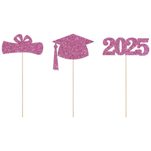2025 Abschlussdekorationsset, Doktorhut mit Blumenstrauß, Vaseneinsätze und Hintergrundschild für Abschlussfeier, Party, Zeremonie, Tischdekoration von Ucuse