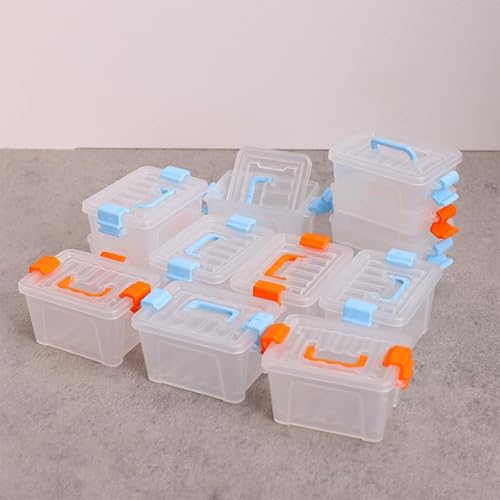 5 transparente Miniatur-Aufbewahrungsboxen, Werkzeugkasten, Modell für Puppenhaus, Heimdekoration und Mikro-Szenen-Requisiten, Maßstab 1:12, Puppenhaus-Zubehörbox, Miniatur von Ucuse