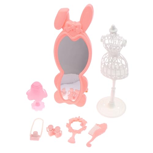 Ganzkörperspiegel Puppenhaus Miniatur Set mit Schaufensterpuppe Kamera & Kamm Puppenhaus Schlafzimmer Zubehör Spielzeug Modell für Puppenhaus DIY Handwerk Schlafzimmermöbel von Ucuse