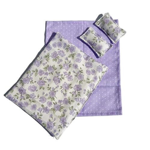 Puppenhausmöbel Mini-Bett-Set, realistisches Schlafzimmerzubehör mit Bett, Steppdecke, Kissen und Bezug Puppenhausmöbel Mini-Bett-Set, realistisches Schlafzimmerzubehör mit Bett, Steppdecke, Kissen und Bezug von Ucuse