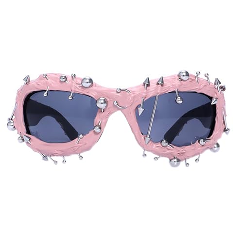 Ucuse Trendige Punkstyle Outdoor-Sonnenbrille, dekorative Nieten, cooler Kunststoff, handgefertigt, Veno-m, Cosplay-Variation, Geschenke, Spielzeug, Brillen von Ucuse