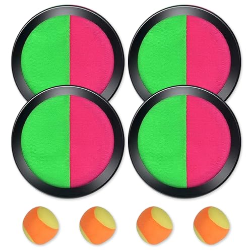 Udbrud Klettballspiel für Kinder, Klettball Set mit 4 Schläger und 4 Bälle Klettball Strandspielzeug für Kinder & Erwachsene, Innen und Außen Udbrud Klettballspiel für Kinder, Klettball Set mit 4 Schläger und 4 Bälle Klettball Strandspielzeug für Kinder & Erwachsene, Innen und Außen von Udbrud